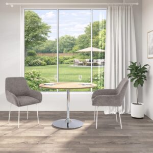 wohnli-moebel-suche-M26157216-1 Esstisch rund 110 cm Eichenoptik Chromsockel 110x75x110cm Holz Braun Loft24 Möbel Esszimmermöbel Esstische
