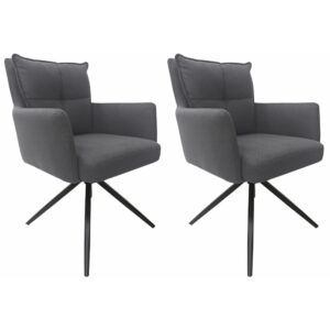 Esszimmerstuhl-Set Stoffbezug Anthrazit 59x88x64cm PES - Polyester Grau Loft24 Sofas und Sessel Sessel, Poufs und Fußbänke Sessel