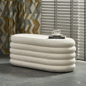 wohnli-moebel-suche-M26157535-1 Cremefarbene Schlingenstoff-Stoffbank mit Aufbewahrungsbox 42x42x105cm Stoff Beige MSO Möbel Schlafzimmermöbel Bettbänke
