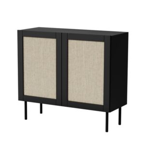 Wohnli Möbelsuche - 2-türiges Sideboard mit Fronten aus schwarzem Rattan