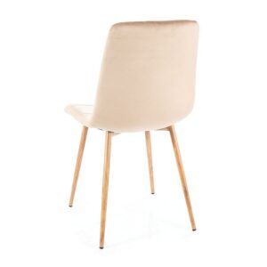 wohnli-moebel-suche-M26157818-1 Designerstuhl aus Eiche und beigem Polyester-Samt 41x86x45cm Samt Beige MSO Möbel Esszimmermöbel Stühle