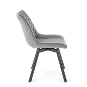 wohnli-moebel-suche-M26157820-1 Designerstuhl aus schwarzem Stahl und grauem Polyester-Samt 63x80x45cm Samt Grau MSO Möbel Esszimmermöbel Stühle