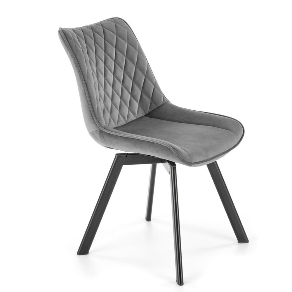 wohnli-moebel-suche-M26157820 Wohnli Möbelsuche - Designerstuhl aus schwarzem Stahl und grauem Polyester-Samt