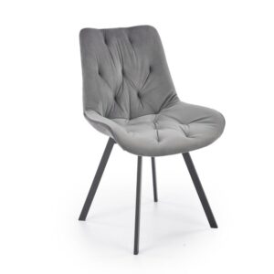 wohnli-moebel-suche-M26157829 Wohnli Möbelsuche - Designerstuhl aus schwarzem Metall und grauem gepolstertem Samt