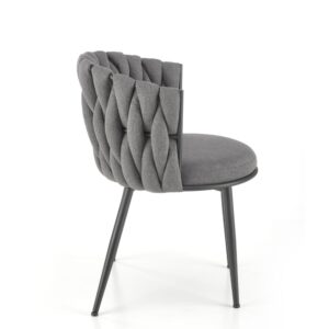 Designerstuhl aus grauem Polyestergewebe mit schwarzem Stahlgestell 60x79x57cm Stoff Grau MSO Möbel Esszimmermöbel Stühle