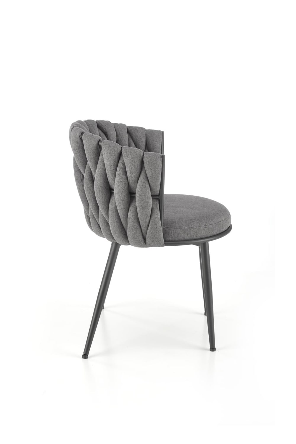 Designerstuhl aus grauem Polyestergewebe mit schwarzem Stahlgestell 60x79x57cm Stoff Grau MSO Möbel Esszimmermöbel Stühle