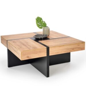Couchtisch im Industrial-Stil mit 4 Schubladen 100x47x100cm Holz Braun MSO Möbel Wohnzimmermöbel Couchtische