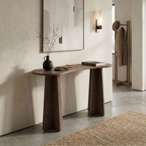 wohnli-moebel-suche-M26158353-1 Organische Eingabekonsole B120 cm - Nussbaumdekor 120x75x35cm Spanplatte Braun Calicosy Möbel Wohnzimmermöbel Konsolentische