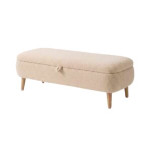 Wohnli Möbelsuche - Aufbewahrungsbank aus Bouclé-Stoff L90 cm - Beige