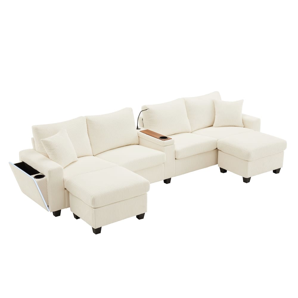Wohnli Möbelsuche - Ecksofa aus Samt mit 2 Hockern