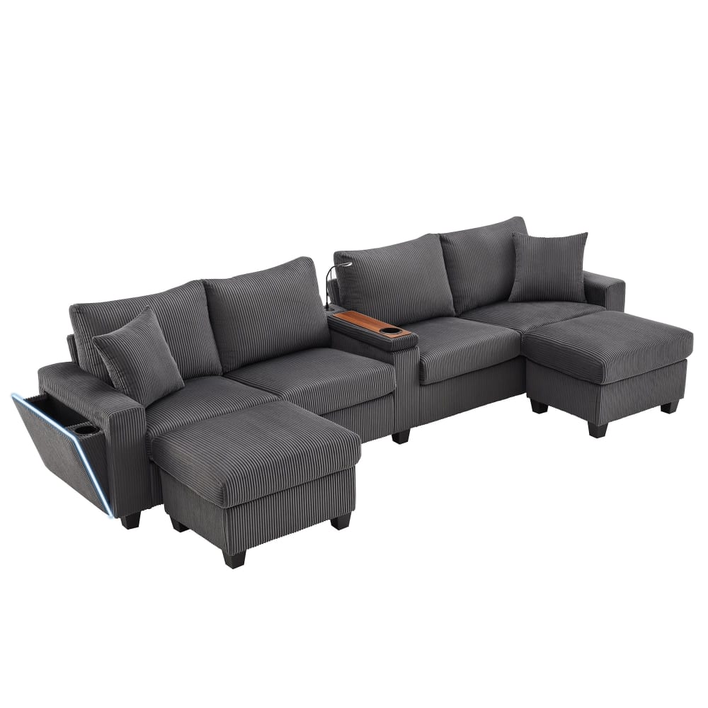 Wohnli Möbelsuche - Ecksofa aus Samt mit 2 Hockern