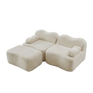 wohnli-moebel-suche-M26158498 Wohnli Möbelsuche - Modulares 2-Sitzer Ecksofa aus Samt mit Hocker