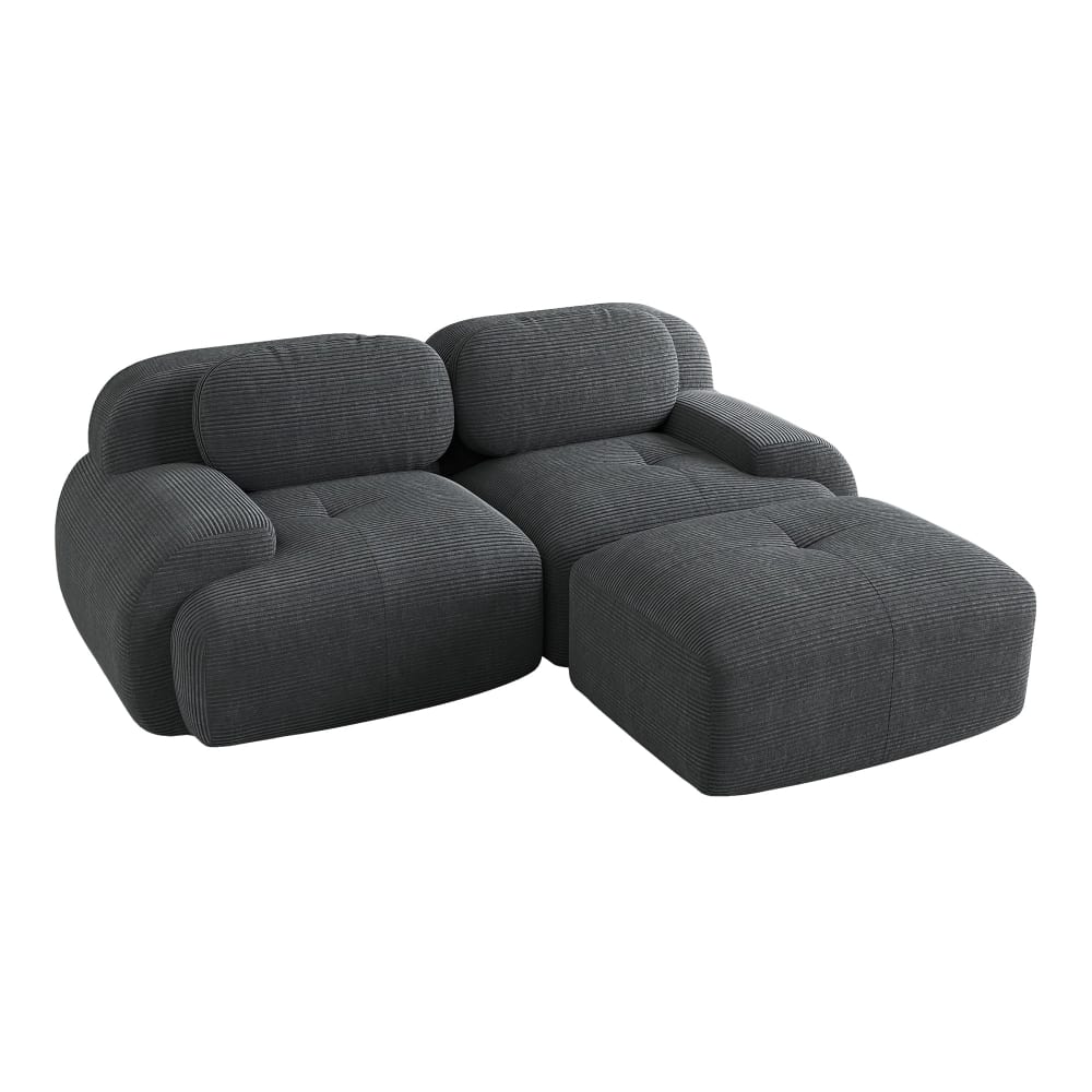 Wohnli Möbelsuche - Ecksofa Cord Samt mit Recamiere und Armlehnen 70x