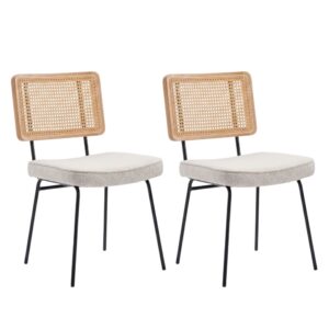wohnli-moebel-suche-M26158570 Wohnli Möbelsuche - 2er-Set Esszimmerstühle mit Rattan-Rückenlehne und Chenille