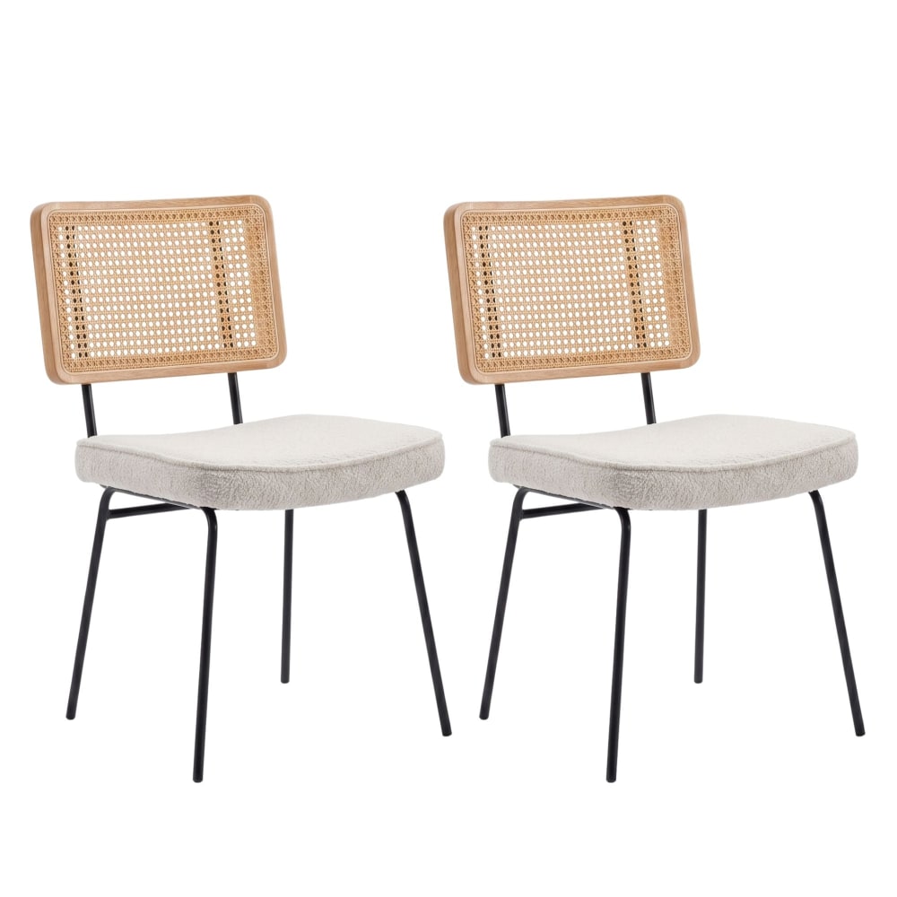 wohnli-moebel-suche-M26158570 Wohnli Möbelsuche - 2er-Set Esszimmerstühle mit Rattan-Rückenlehne und Chenille