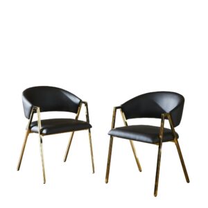 Wohnli Möbelsuche - 2er-Set Esszimmerstühle Kunstleder Metallgestell