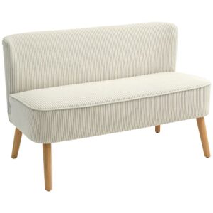 Wohnli Möbelsuche - 2-Sitzer Sofa Skandi beige mit Cordstoff u. Holzbeinen