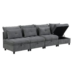 Wohnli Möbelsuche - Modulares 4-Sitzer Sofa mit Staufach und Stoffbezug