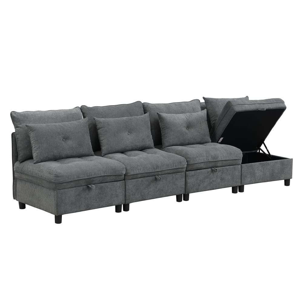 Wohnli Möbelsuche - Modulares 4-Sitzer Sofa mit Staufach und Stoffbezug