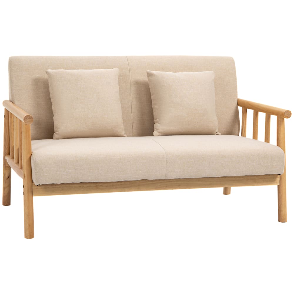 wohnli-moebel-suche-M26159332 Wohnli Möbelsuche - 2-Sitzer Sofa Skandi aus Holz u. beigem Leinenstoff