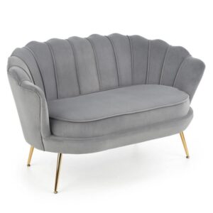 Wohnli Möbelsuche - Sofa aus grauem Polyester-Samt mit vergoldeten Caprica-Stahlfüßen