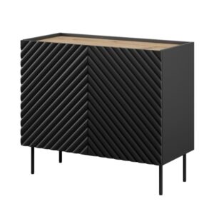 wohnli-moebel-suche-M26160018 Wohnli Möbelsuche - Schwarzes Sideboard aus Holz mit zwei Türen und 3D-Fronten