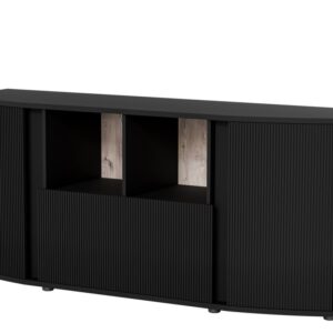 Wohnli Möbelsuche - Niedriges Design-Sideboard in Schwarz mit abgerundeter Front