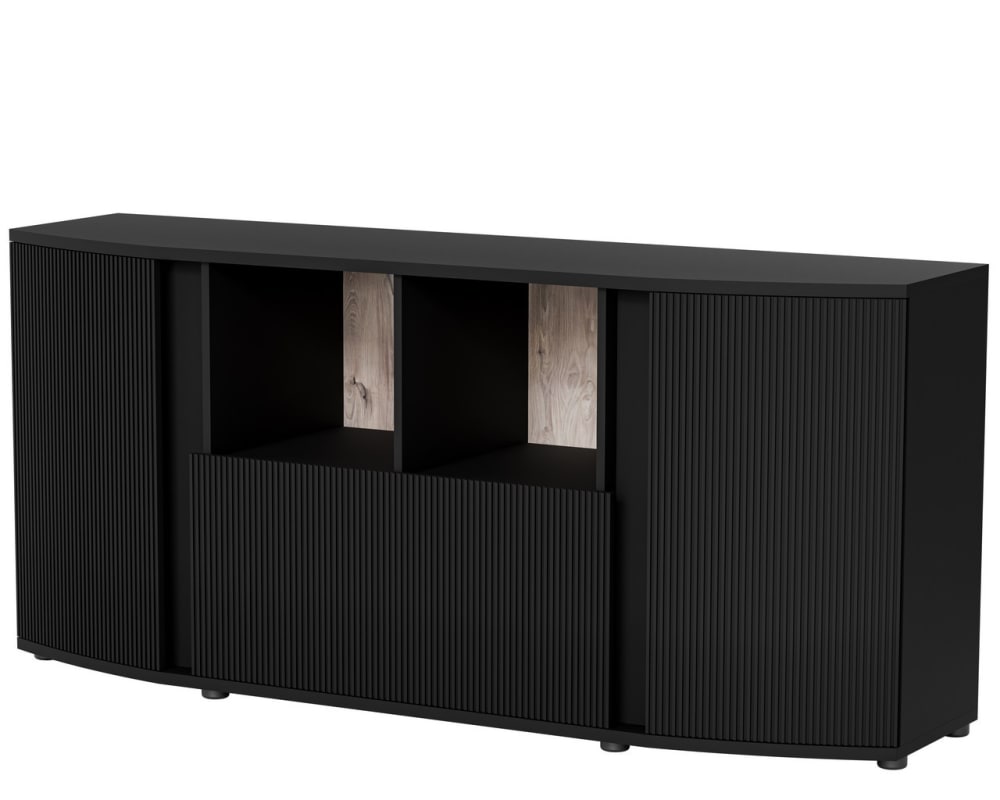 wohnli-moebel-suche-M26160032 Wohnli Möbelsuche - Niedriges Design-Sideboard in Schwarz mit abgerundeter Front