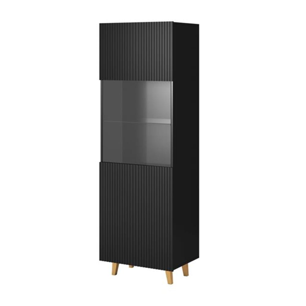 wohnli-moebel-suche-M26160055 Wohnli Möbelsuche - Design-Vitrine in mattem Schwarz mit Rillen