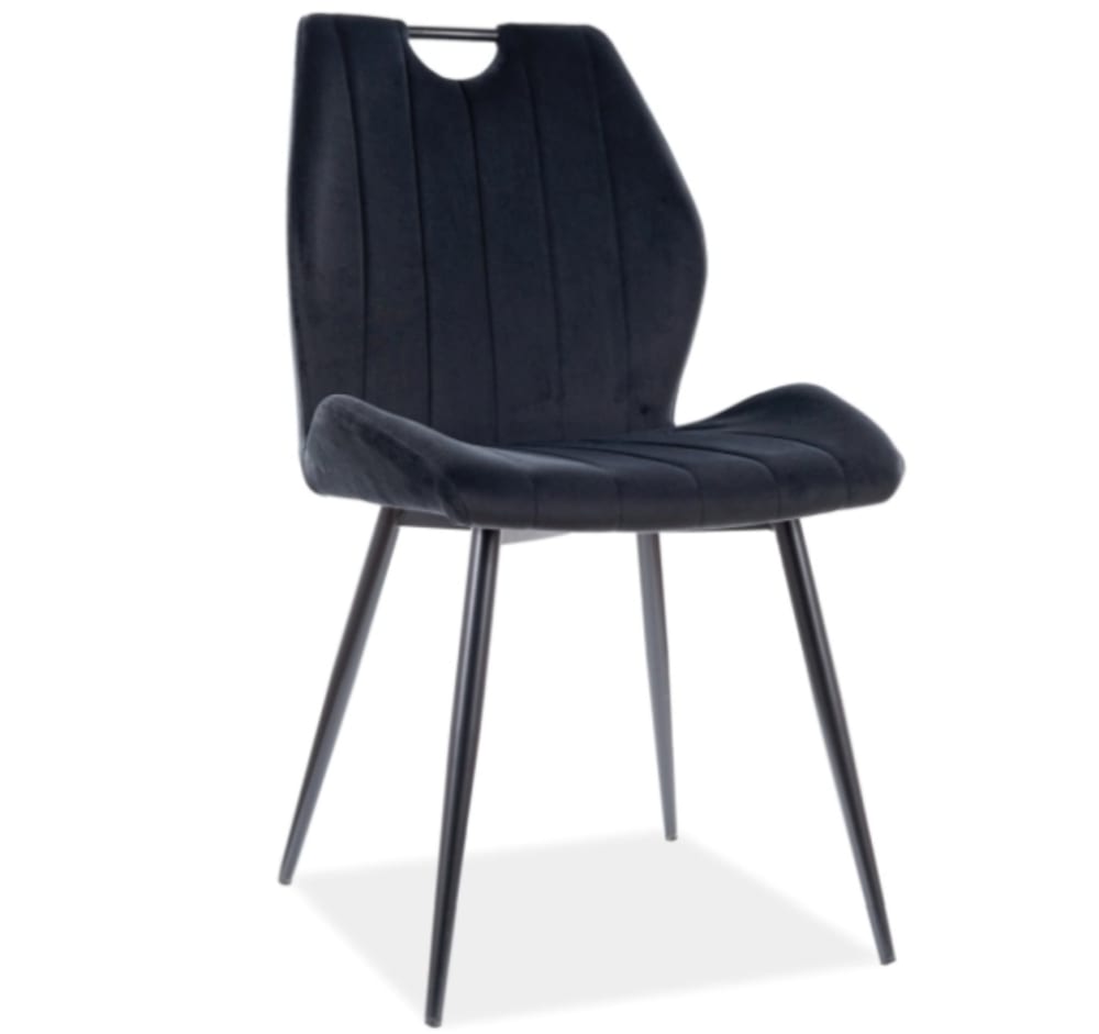 wohnli-moebel-suche-M26160066 Wohnli Möbelsuche - Designerstuhl aus schwarzem Stahl und schwarzem Polyester-Samt