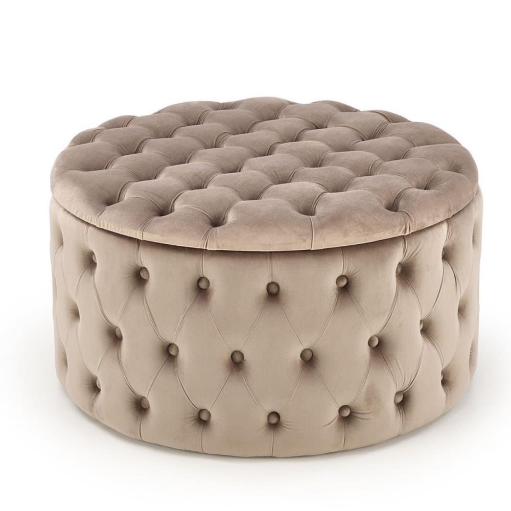 wohnli-moebel-suche-M26160077 Wohnli Möbelsuche - Beiger gepolsterter Sitzpuff 70 cm mit Stauraum