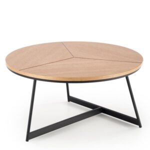 wohnli-moebel-suche-M26160090 Wohnli Möbelsuche - Runder Couchtisch mit Platte in Eichenoptik und Metallgestell