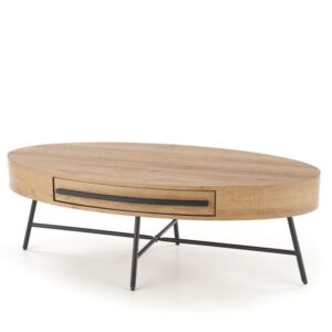 wohnli-moebel-suche-M26160092 Wohnli Möbelsuche - Couchtisch mit Schublade in goldener Eichenoptik mit Metallbein 120x60