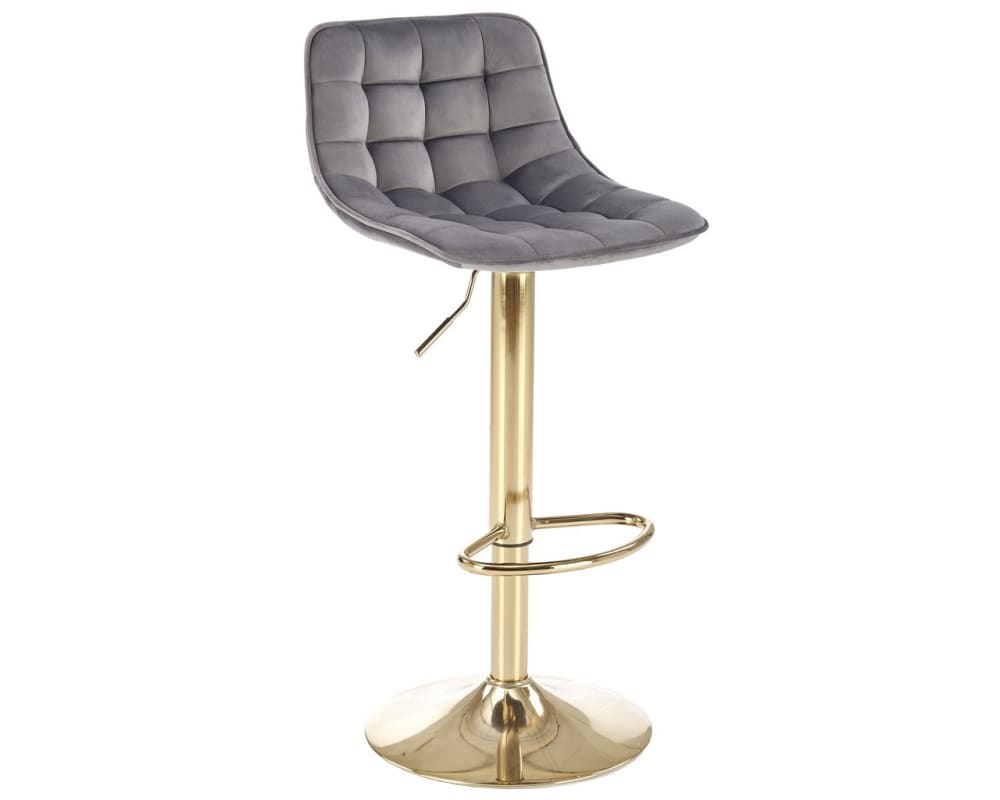 wohnli-moebel-suche-M26160097 Wohnli Möbelsuche - Barstuhl aus grauem Samt mit goldenem Metallgestell