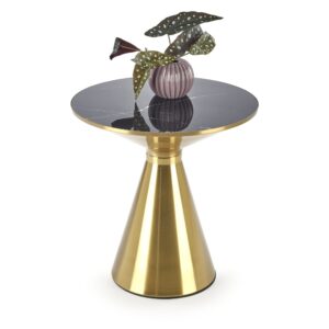 Runder Couchtisch Marmoroptik schwarz mit goldfarbenem Gestell 50x52x50cm Marmor Gold MSO Möbel Wohnzimmermöbel Couchtische