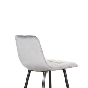 Design-Hochstuhl aus schwarzem Stahl mit grauem Polyester-Samtbezug 40x87x43cm Samt Grau MSO Möbel Esszimmermöbel Barhocker