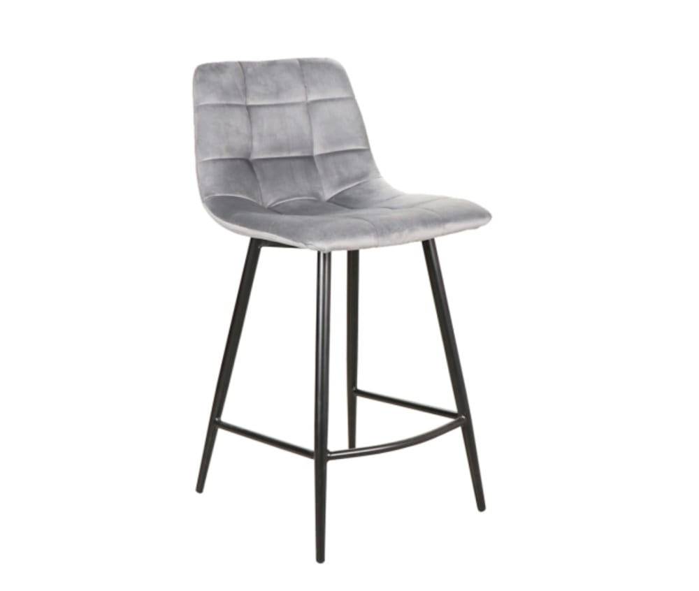 wohnli-moebel-suche-M26160113 Wohnli Möbelsuche - Design-Hochstuhl aus schwarzem Stahl mit grauem Polyester-Samtbezug
