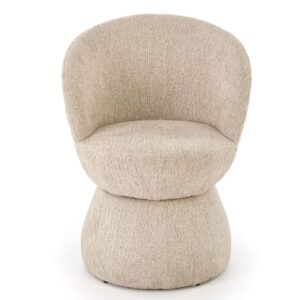 Design-Drehstuhl aus beigem Polyestergewebe 63x82x63cm Stoff Beige MSO Möbel Esszimmermöbel Stühle