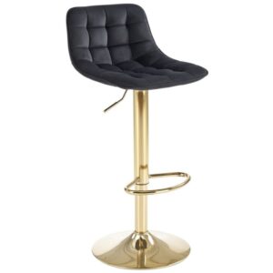 wohnli-moebel-suche-M26160133 Wohnli Möbelsuche - Barstuhl aus schwarzem Polyester-Samt mit goldfarbenem Stahlfuß