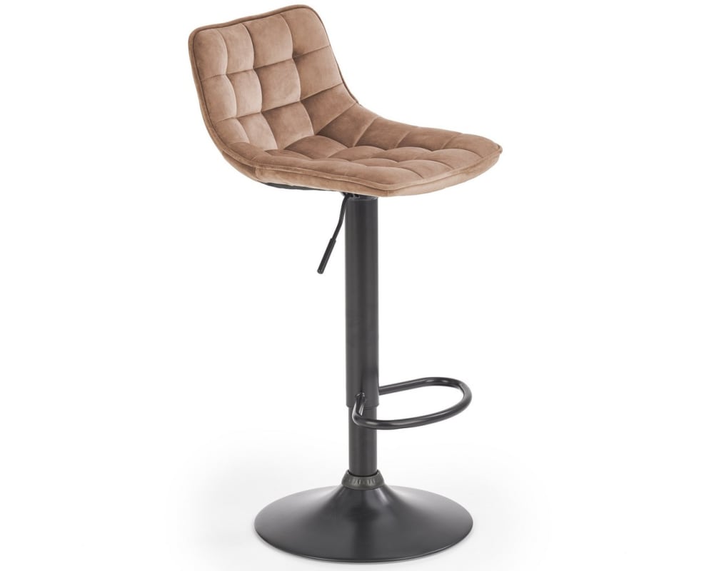 wohnli-moebel-suche-M26160139 Wohnli Möbelsuche - Barhocker aus beigem Polyester-Samt mit schwarzem Stahlfuß
