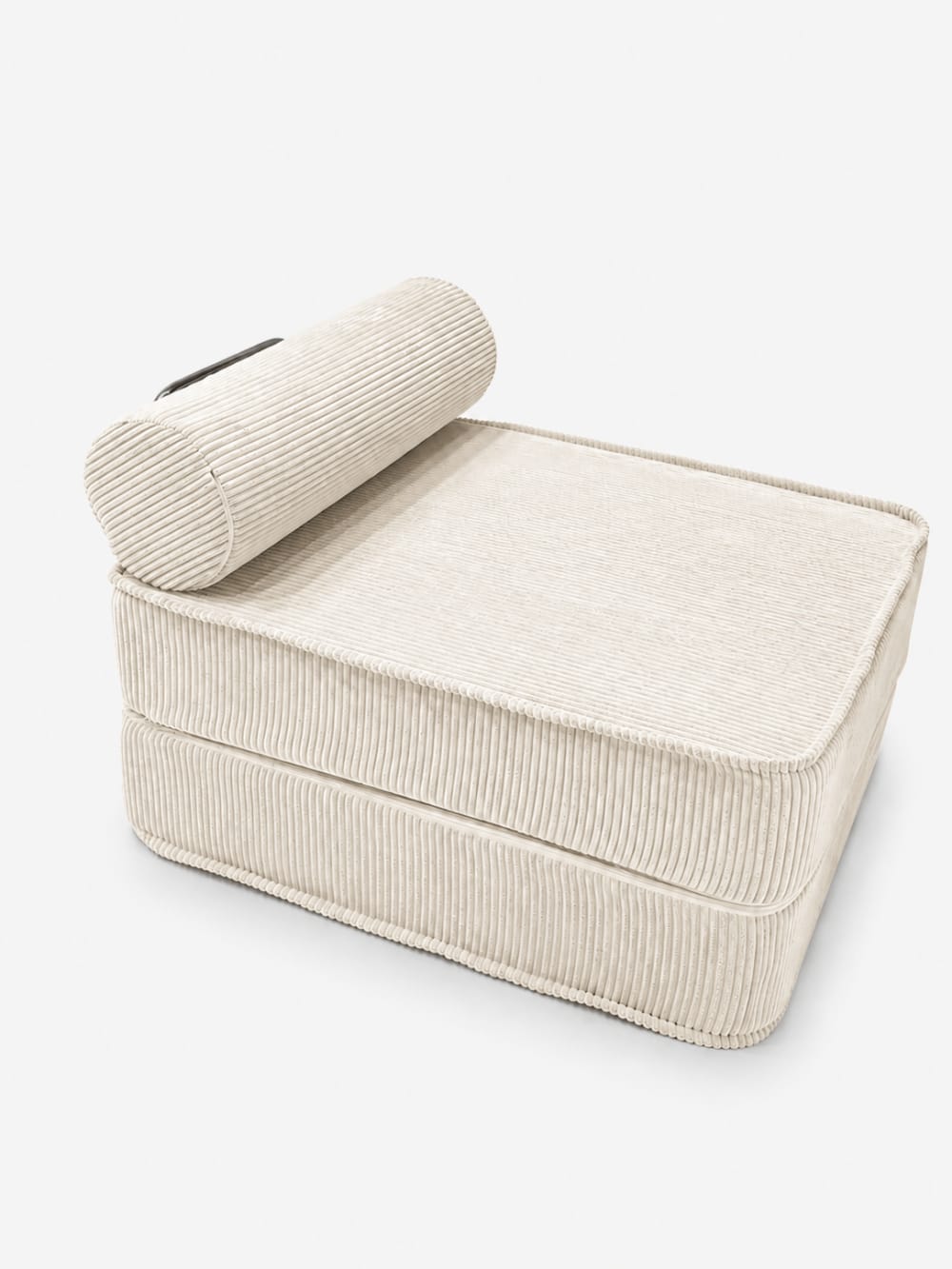 Wohnli Möbelsuche - Kompakte Chaiselongue ohne Armlehnen aus Cordstoff creme