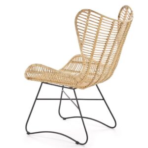 Traditioneller Sessel aus Rattan und schwarzem Stahl 70x103x69cm Rattan Braun MSO Sofas und Sessel Sessel, Poufs und Fußbänke Sessel