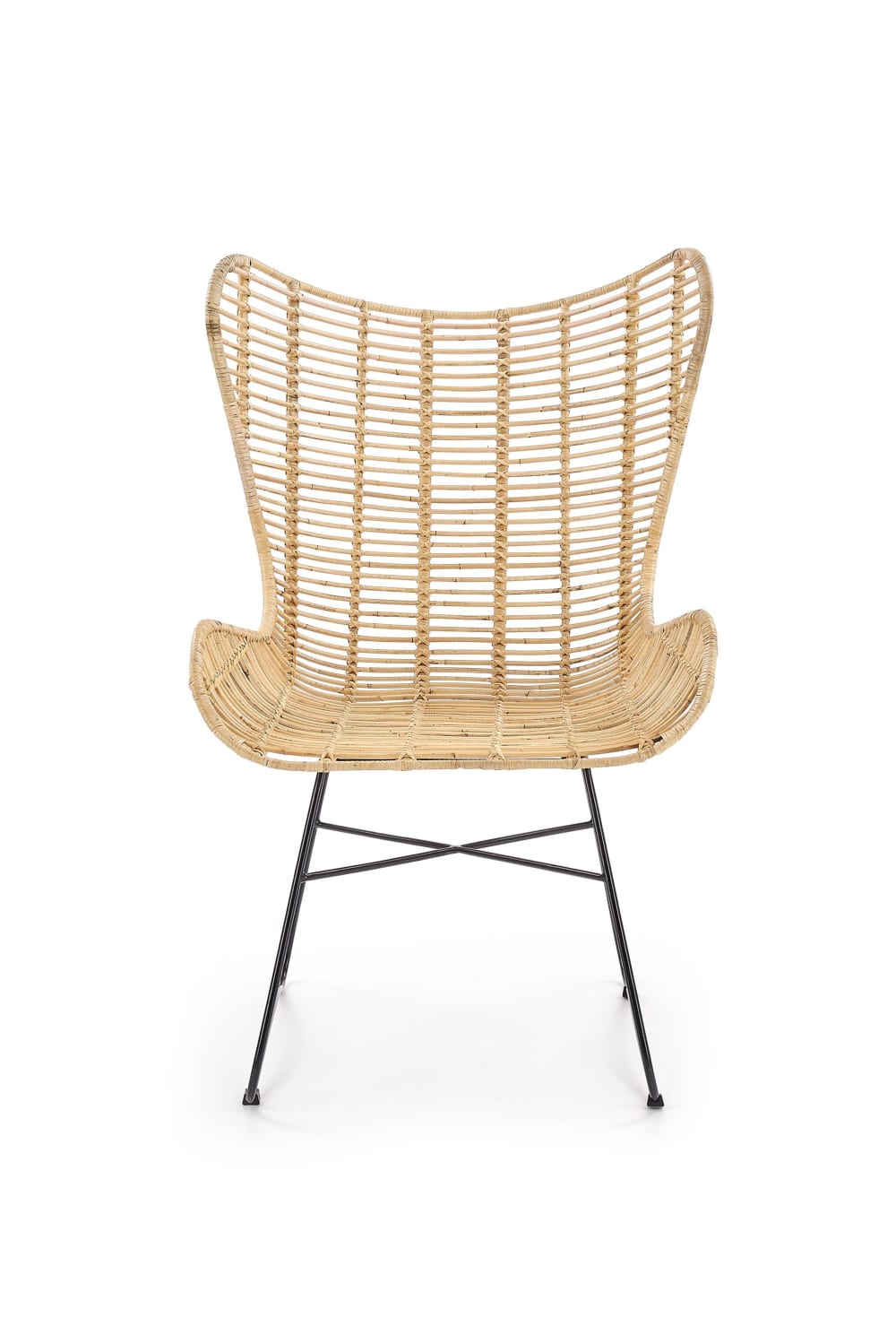 Wohnli Möbelsuche - Traditioneller Sessel aus Rattan und schwarzem Stahl