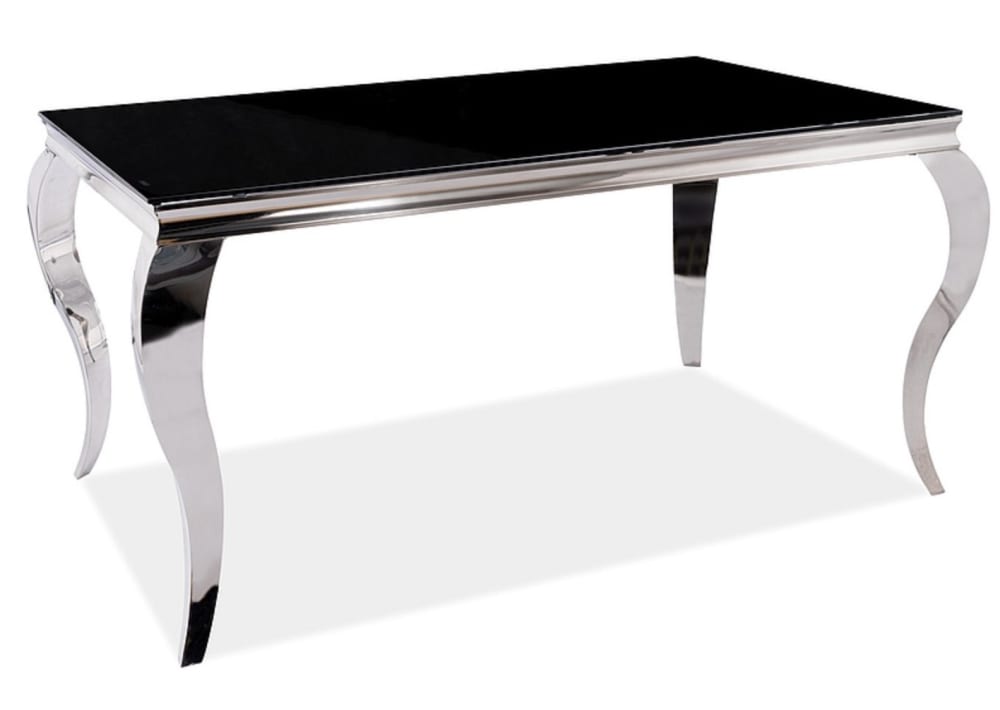 wohnli-moebel-suche-M26160178 Wohnli Möbelsuche - Barock-Tisch aus Stahl und schwarzem Hartglas