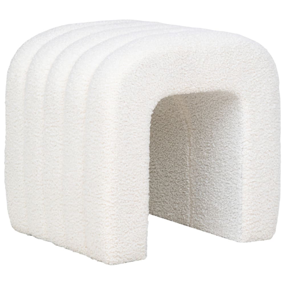 Wohnli Möbelsuche - Pouf aus ecrufarbenem Bouclé-Stoff 42x41 cm