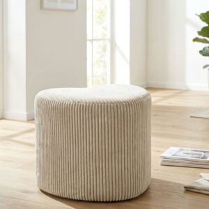 Wohnli Möbelsuche - Herzförmiger Pouf aus cremefarbenem Plüschstoff