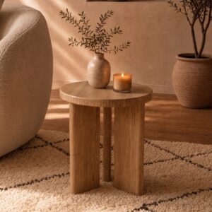 wohnli-moebel-suche-M26160504-1 Runde Beistelltisch aus hellem Holz D40 cm 40x45x40cm Holz Braun Maison Pavane Möbel Wohnzimmermöbel Beistelltische