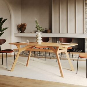 Rechteckiger Tisch für 6 Personen aus massivem Gummiholz D120 cm 180x74x90cm Holz Braun Maison Pavane Möbel Esszimmermöbel Esstische