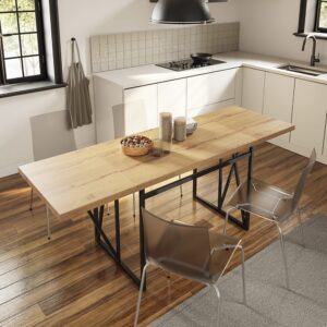 Ausziehbarer Esstisch Light Oak 200×96×76 cm FWT113-N 200x76x65cm Spanplatte Braun SoBuy Möbel Esszimmermöbel Esstische