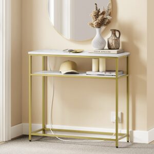 wohnli-moebel-suche-M26160573-1 Konsole mit Steckdosen Gold 80×30×75 cm FSB106-E-G 80x75x30cm Spanplatte Gold SoBuy Möbel Wohnzimmermöbel Konsolentische